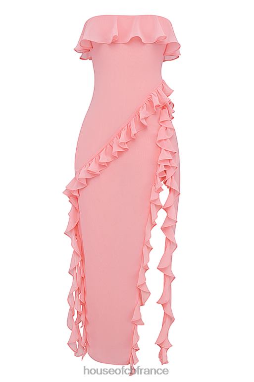 House of CB robe longue à volants sarina abricot N888H234 vêtements