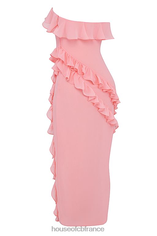 House of CB robe longue à volants sarina abricot N888H234 vêtements