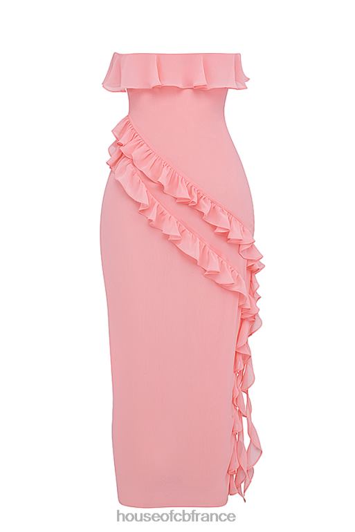 House of CB robe longue à volants sarina abricot N888H234 vêtements