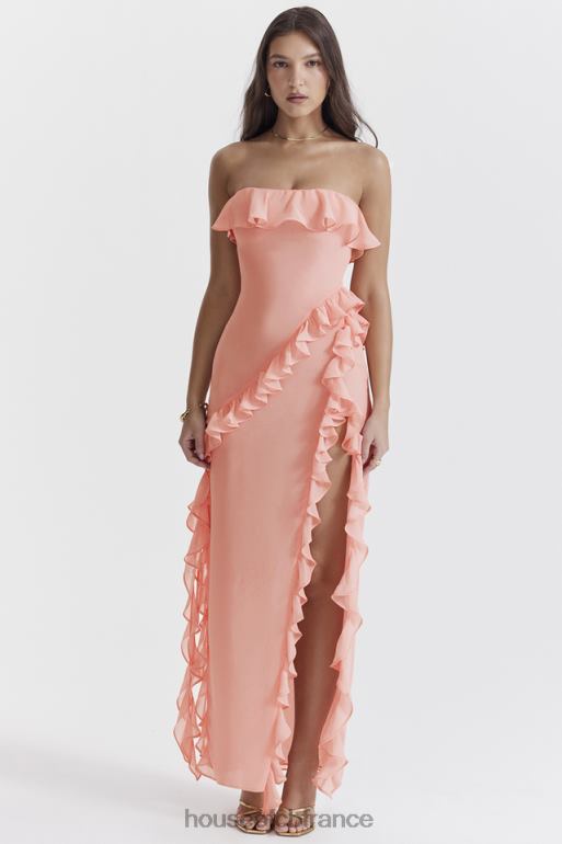 House of CB robe longue à volants sarina abricot N888H234 vêtements