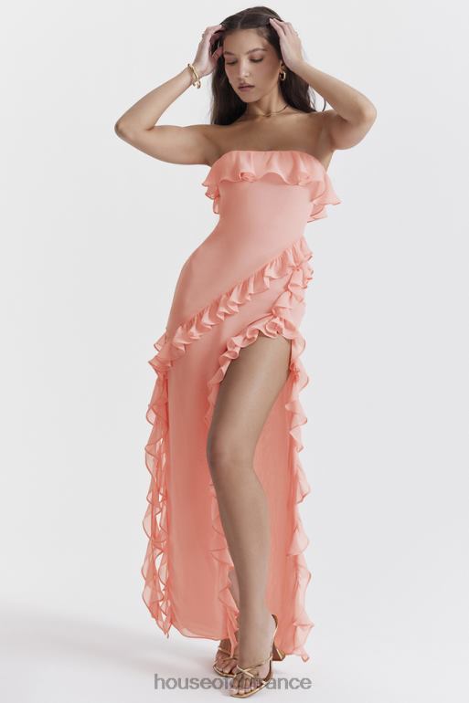 House of CB robe longue à volants sarina abricot N888H234 vêtements