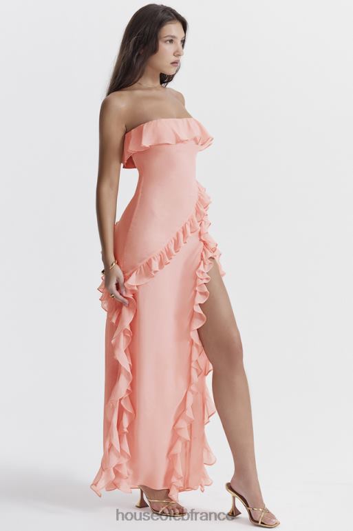 House of CB robe longue à volants sarina abricot N888H234 vêtements