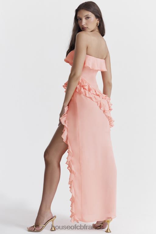 House of CB robe longue à volants sarina abricot N888H234 vêtements