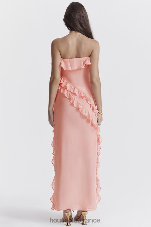 House of CB robe longue à volants sarina abricot N888H234 vêtements