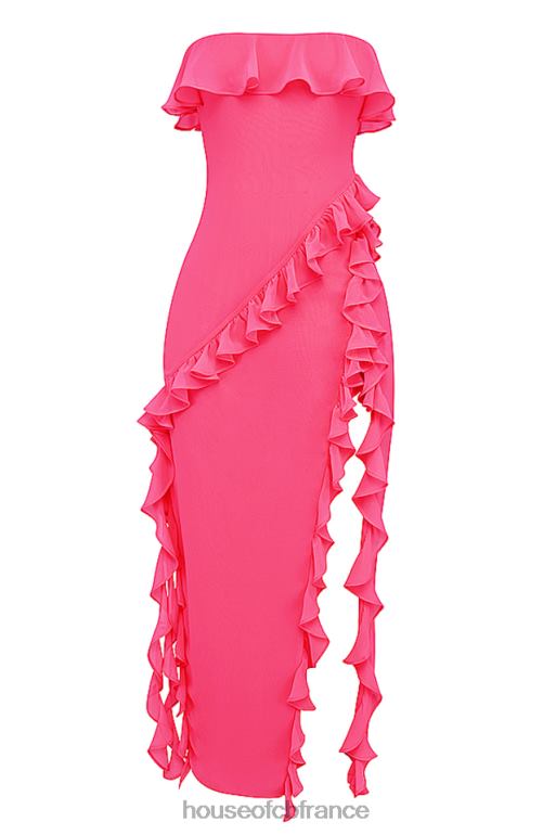 House of CB robe longue à volants sarina fuchsia N888H189 vêtements