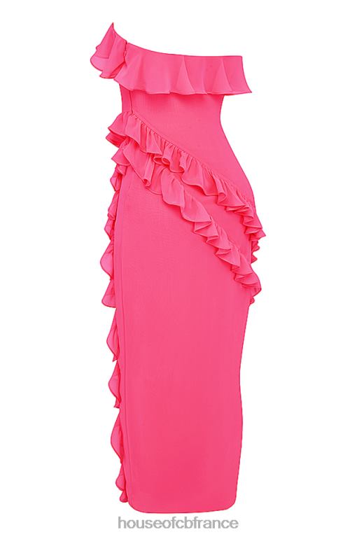 House of CB robe longue à volants sarina fuchsia N888H189 vêtements