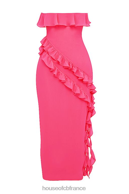 House of CB robe longue à volants sarina fuchsia N888H189 vêtements