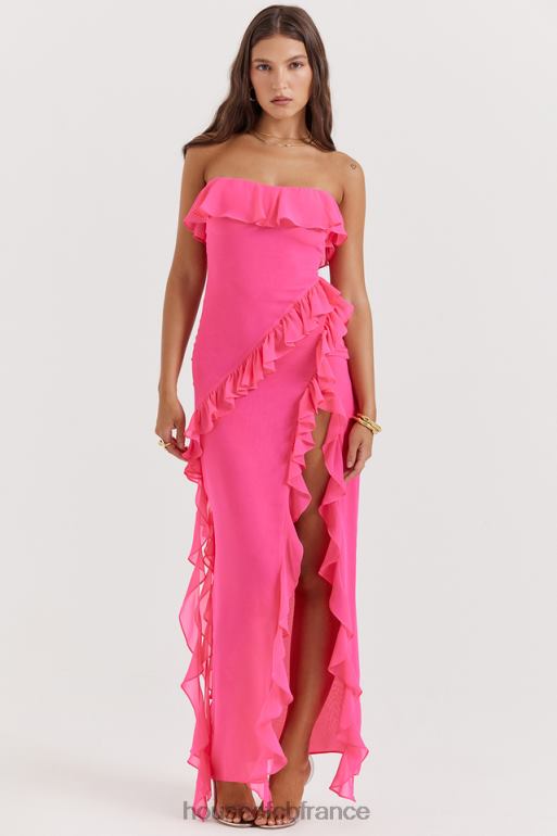 House of CB robe longue à volants sarina fuchsia N888H189 vêtements