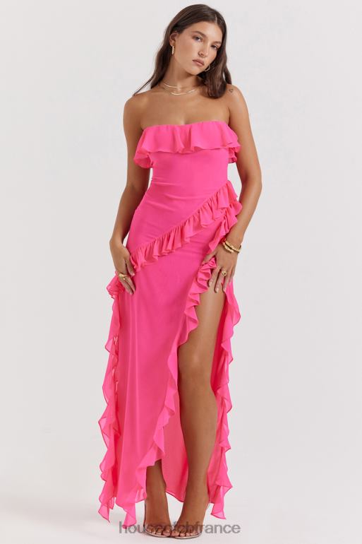 House of CB robe longue à volants sarina fuchsia N888H189 vêtements