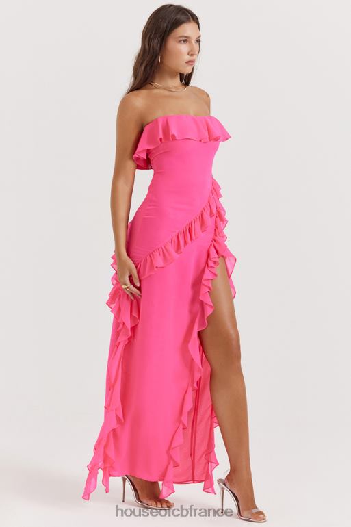 House of CB robe longue à volants sarina fuchsia N888H189 vêtements