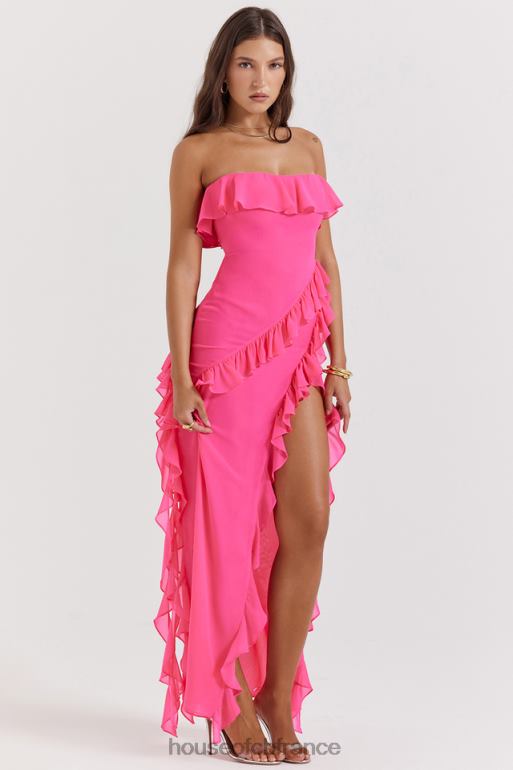 House of CB robe longue à volants sarina fuchsia N888H189 vêtements