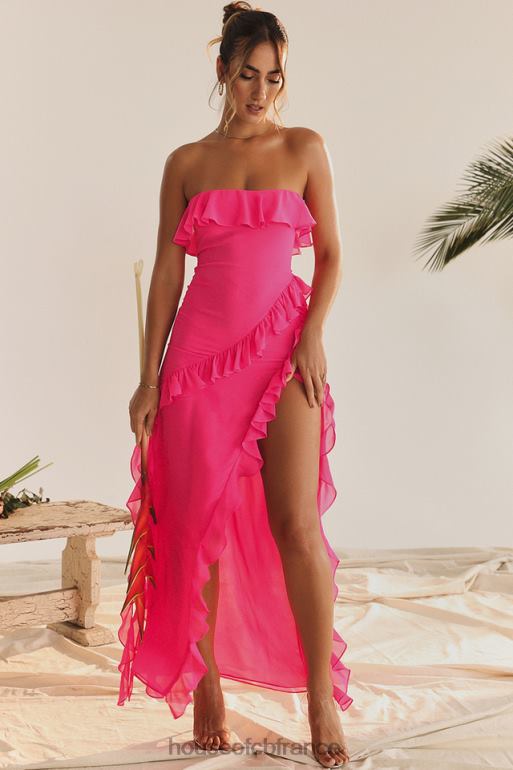 House of CB robe longue à volants sarina fuchsia N888H189 vêtements
