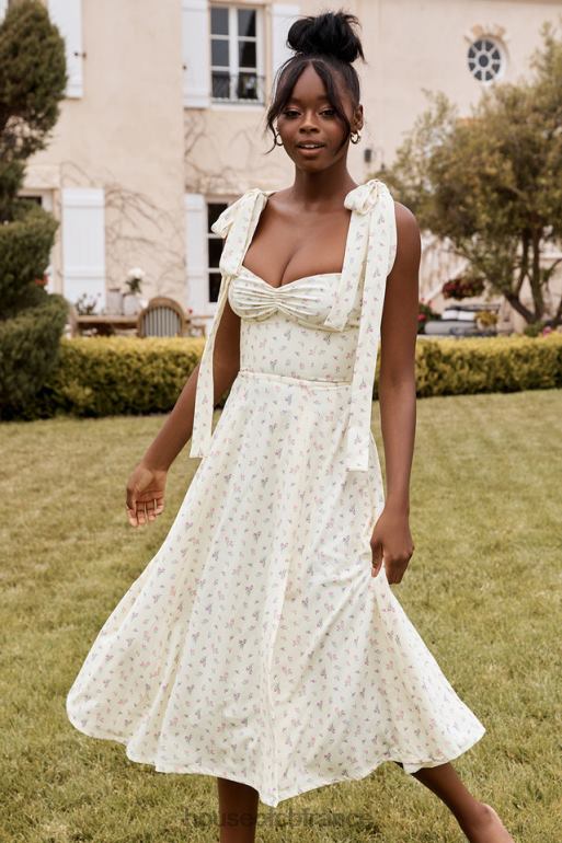 House of CB Alicia - Robe d\'été mi-longue à imprimé fleuri et citron N888H612 vêtements