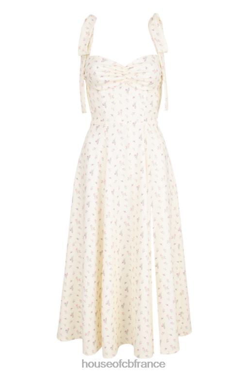 House of CB Alicia - Robe d\'été mi-longue à imprimé fleuri et citron N888H612 vêtements