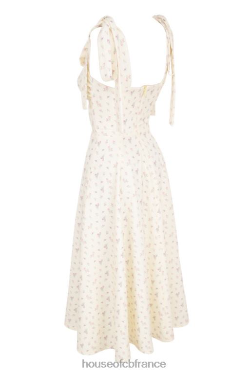 House of CB Alicia - Robe d\'été mi-longue à imprimé fleuri et citron N888H612 vêtements