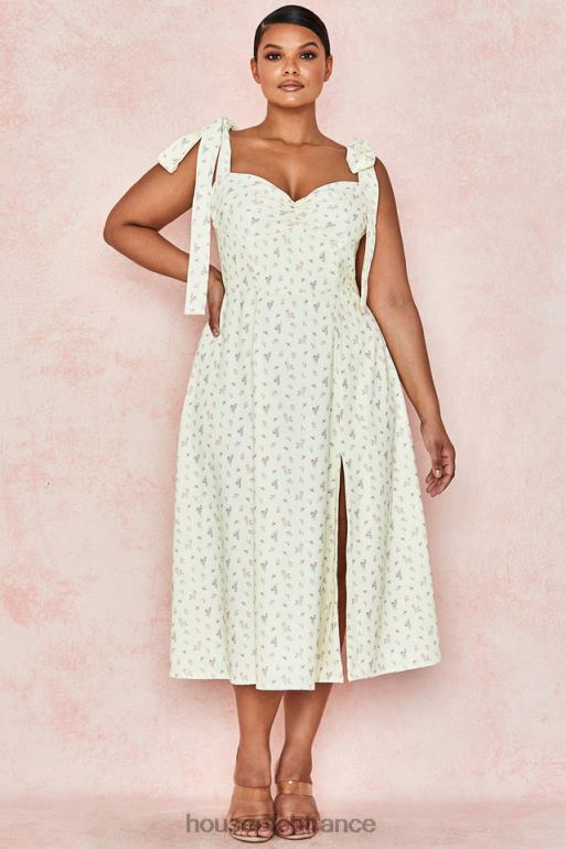 House of CB Alicia - Robe d\'été mi-longue à imprimé fleuri et citron N888H612 vêtements