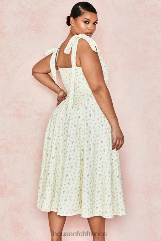 House of CB Alicia - Robe d\'été mi-longue à imprimé fleuri et citron N888H612 vêtements