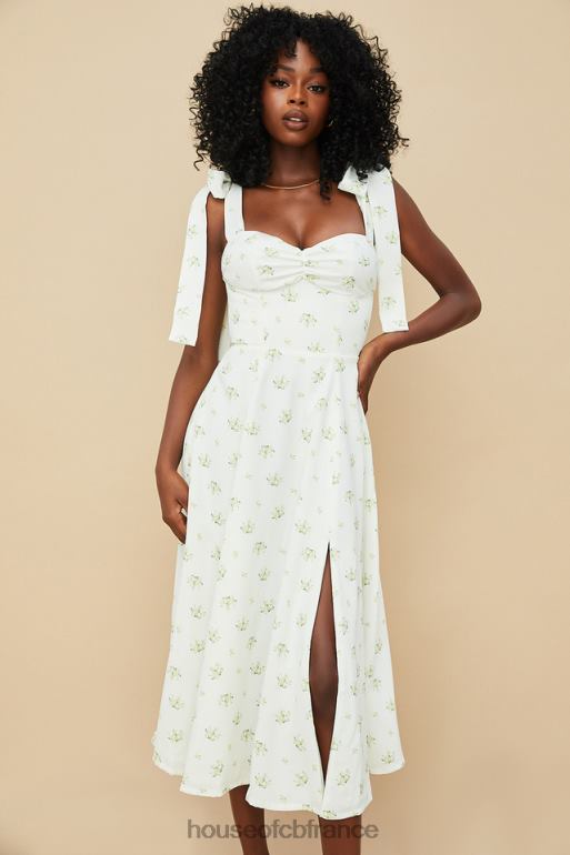 House of CB Alicia - Robe d\'été midi fleurie ivoire N888H553 vêtements