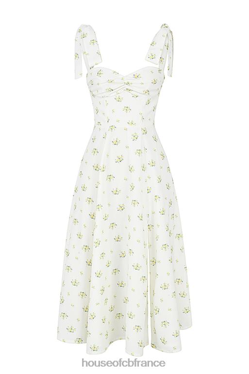 House of CB Alicia - Robe d\'été midi fleurie ivoire N888H553 vêtements