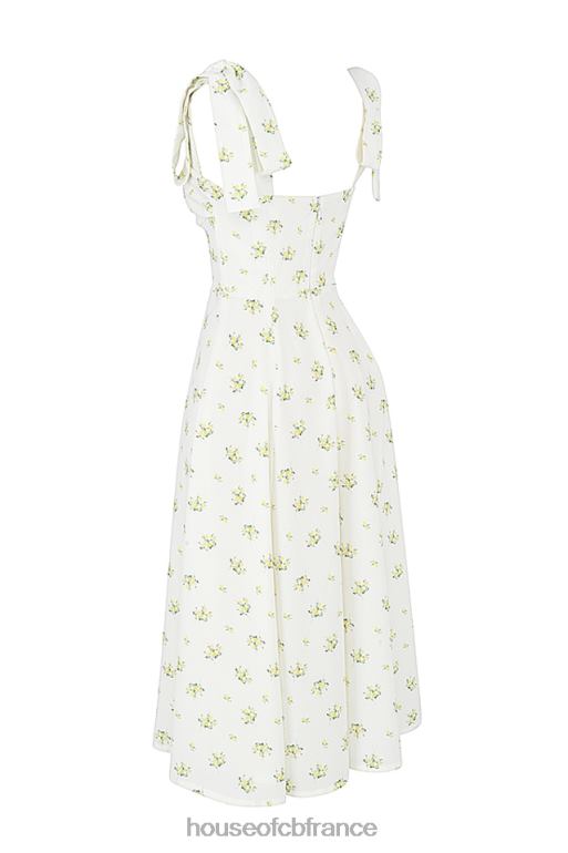 House of CB Alicia - Robe d\'été midi fleurie ivoire N888H553 vêtements