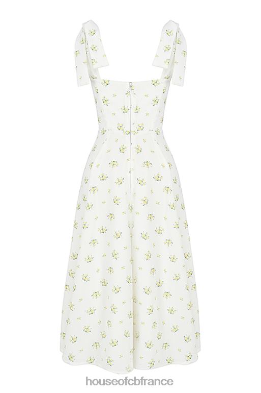 House of CB Alicia - Robe d\'été midi fleurie ivoire N888H553 vêtements