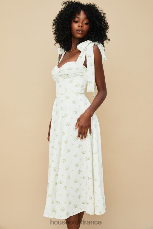 House of CB Alicia - Robe d\'été midi fleurie ivoire N888H553 vêtements