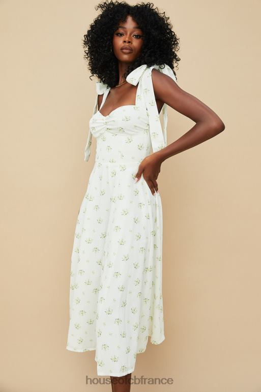House of CB Alicia - Robe d\'été midi fleurie ivoire N888H553 vêtements
