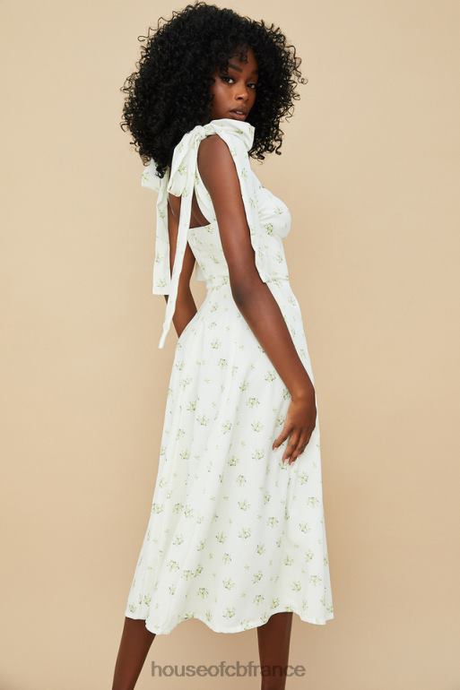 House of CB Alicia - Robe d\'été midi fleurie ivoire N888H553 vêtements