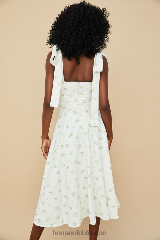 House of CB Alicia - Robe d\'été midi fleurie ivoire N888H553 vêtements