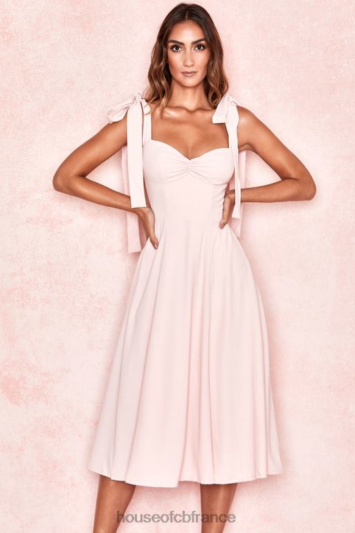 House of CB Alicia - Robe d\'été midi rose poudré N888H614 vêtements