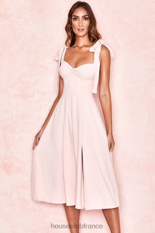 House of CB Alicia - Robe d\'été midi rose poudré N888H614 vêtements
