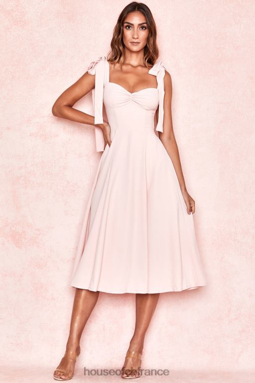 House of CB Alicia - Robe d\'été midi rose poudré N888H614 vêtements
