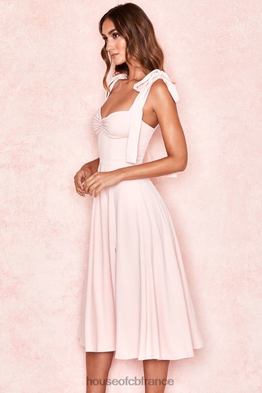 House of CB Alicia - Robe d\'été midi rose poudré N888H614 vêtements