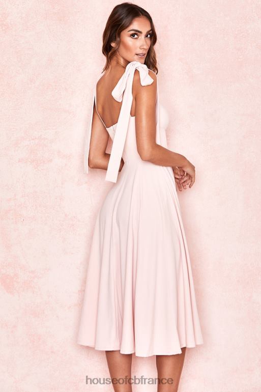 House of CB Alicia - Robe d\'été midi rose poudré N888H614 vêtements