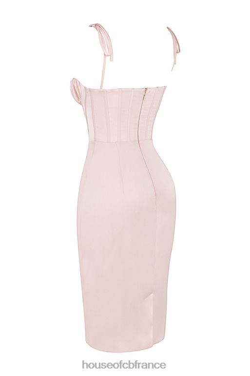 House of CB Alma - Robe mi-longue corset en satin rose poudré N888H546 vêtements