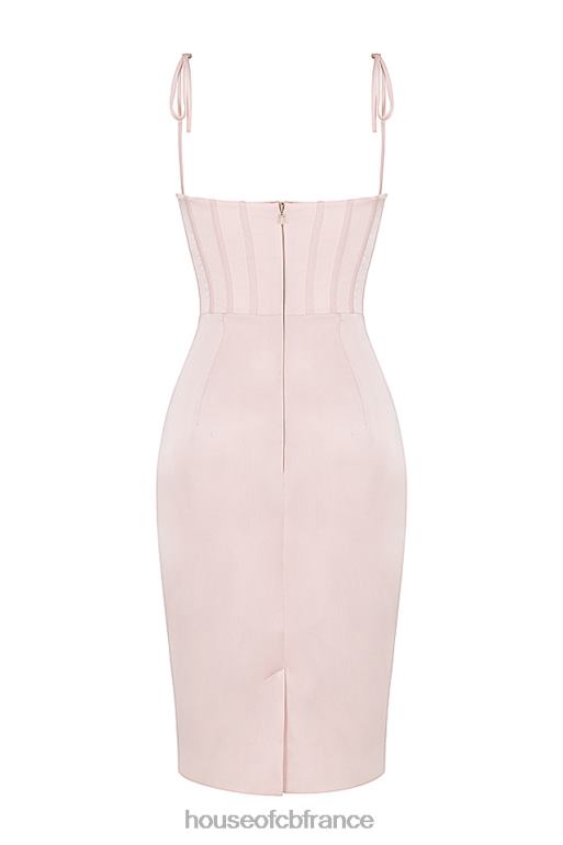 House of CB Alma - Robe mi-longue corset en satin rose poudré N888H546 vêtements