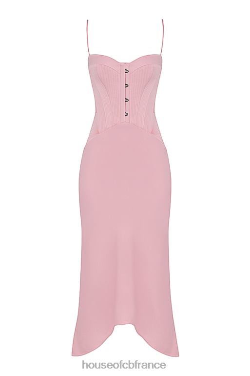 House of CB Imogen Rose - Robe mi-longue corset en satin rose N888H407 vêtements