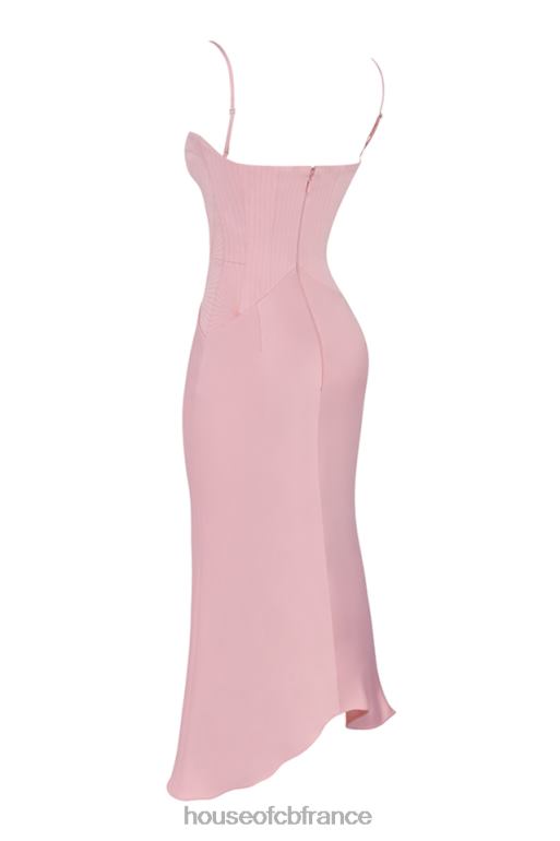 House of CB Imogen Rose - Robe mi-longue corset en satin rose N888H407 vêtements