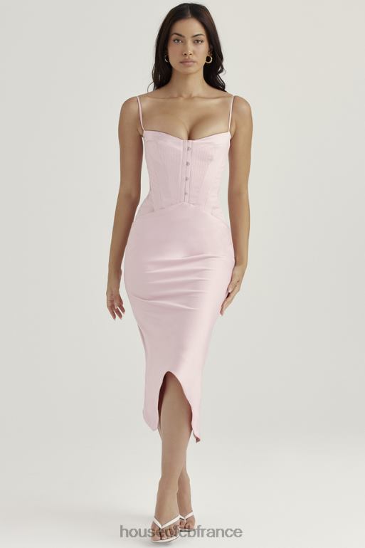 House of CB Imogen Rose - Robe mi-longue corset en satin rose N888H407 vêtements