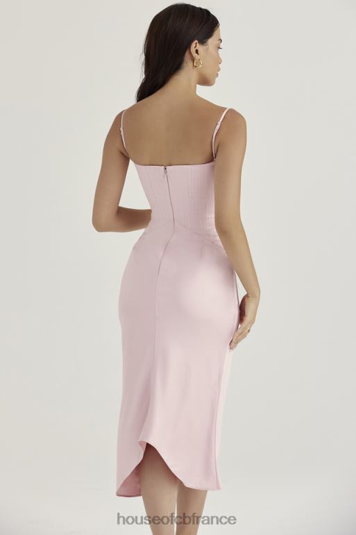 House of CB Imogen Rose - Robe mi-longue corset en satin rose N888H407 vêtements