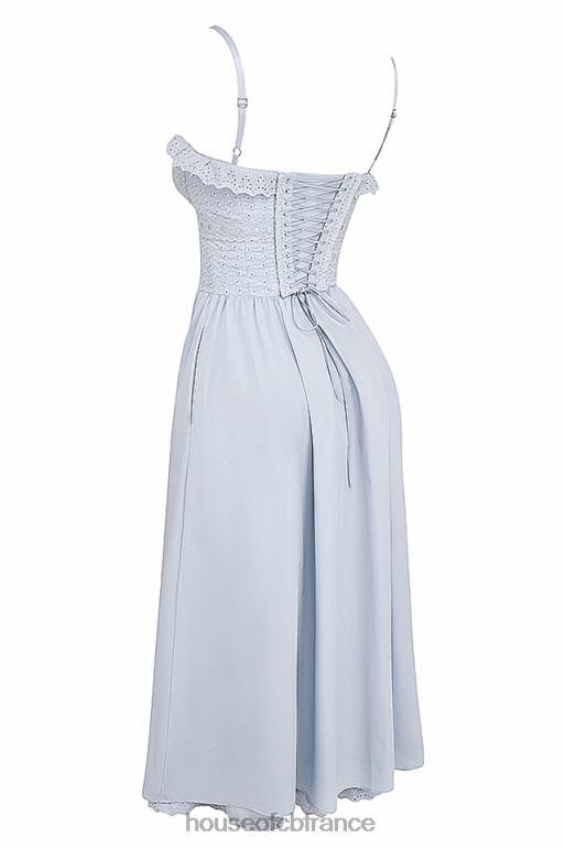 House of CB Jaime - Robe d\'été midi en broderie anglaise bleu doux N888H213 vêtements