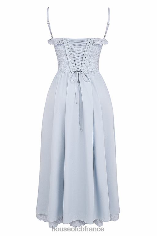 House of CB Jaime - Robe d\'été midi en broderie anglaise bleu doux N888H213 vêtements