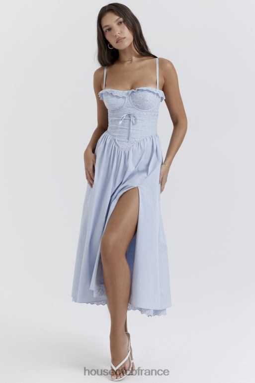House of CB Jaime - Robe d\'été midi en broderie anglaise bleu doux N888H213 vêtements