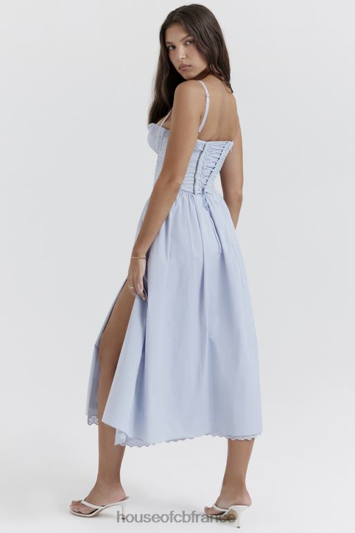 House of CB Jaime - Robe d\'été midi en broderie anglaise bleu doux N888H213 vêtements