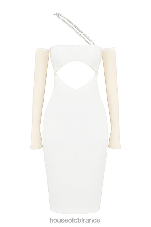 House of CB Loulou - Robe midi à découpes en satin ivoire N888H519 vêtements