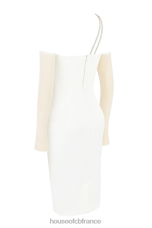 House of CB Loulou - Robe midi à découpes en satin ivoire N888H519 vêtements