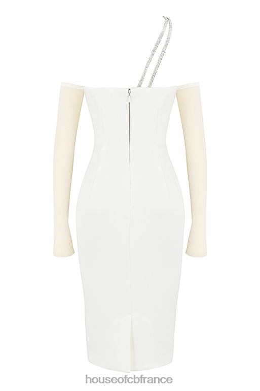 House of CB Loulou - Robe midi à découpes en satin ivoire N888H519 vêtements