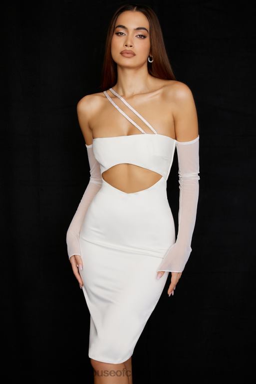House of CB Loulou - Robe midi à découpes en satin ivoire N888H519 vêtements