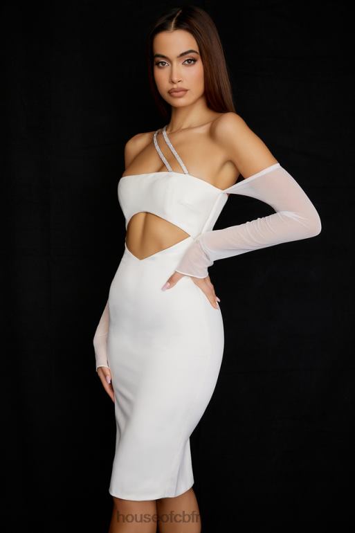 House of CB Loulou - Robe midi à découpes en satin ivoire N888H519 vêtements
