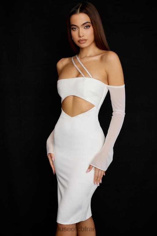 House of CB Loulou - Robe midi à découpes en satin ivoire N888H519 vêtements